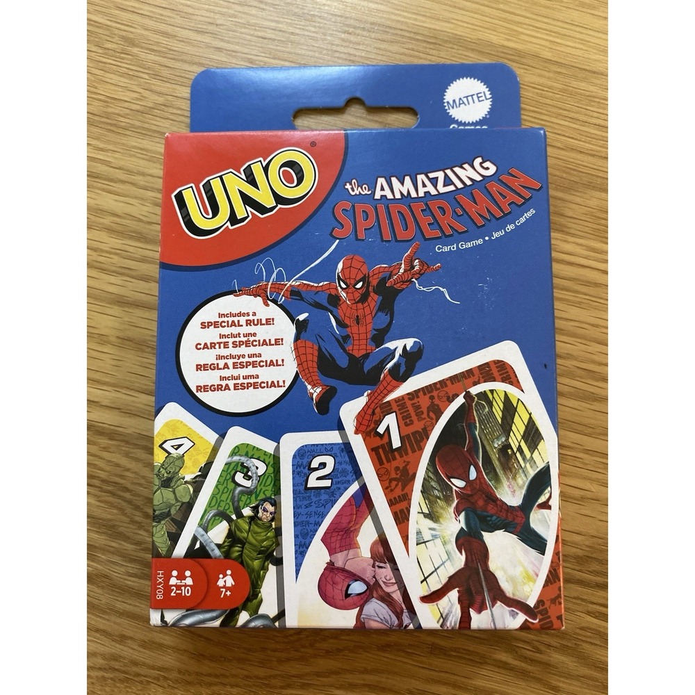 UNO SpiderMan Mattel Marvel Amazing Spider-Man Card Game Peter Parker Venom New